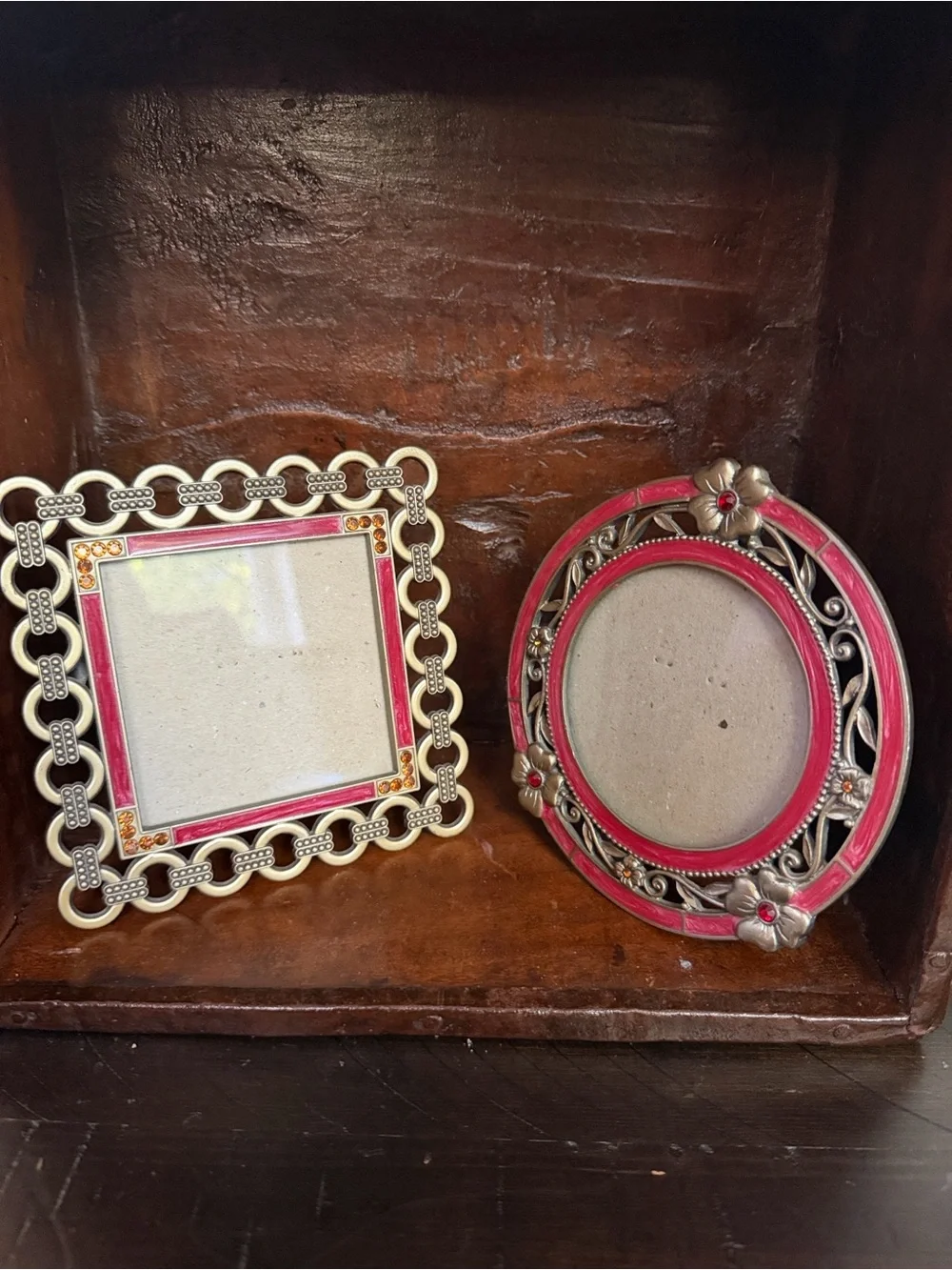Decorative Enamel and Jewel Accent Picture Frames - Set of 2